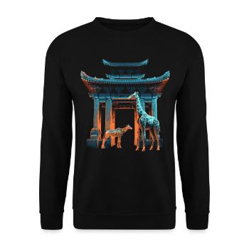 Giraffe Animal Africa Gift Animal Lover Zoo - Unisex Sweatshirt - black - Front - Alina (178cm) & Michal (187cm)