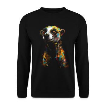 Erdmännchen Geschenk Tier Tiermotiv Kunst Bunt - Unisex Pullover - Schwarz - Vorne - Alina (178cm) & Michal (187cm)