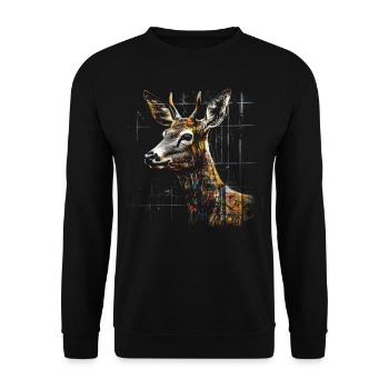 Deer Deer Forest Art Animal Gift Animal Motif - Sweat-shirt Unisexe - noir - Devant - Alina (178cm) & Michal (187cm)