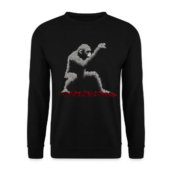 Affe Pixel Kunst Rosen Blumen Geschenk Kreativ - Unisex Pullover - Schwarz - Vorne - Alina (178cm) & Michal (187cm)