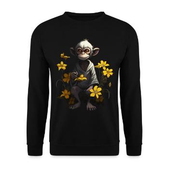Affe Sonnenblume Anime Tiere Geschenk Knuffig - Unisex Pullover - Schwarz - Vorne - Alina (178cm) & Michal (187cm)