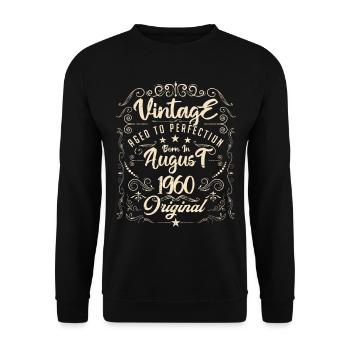 Vintage born in August 1960. Birthday August 1960 - Unisex Sweatshirt - black - Front - Alina (178cm) & Michal (187cm)