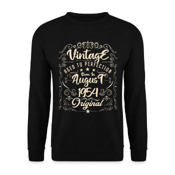 Jahrgang, geboren im August 1954. Geburtstag August 1954 - Unisex Pullover - Schwarz - Vorne - Alina (178cm) & Michal (187cm)