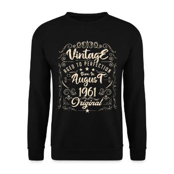 Jahrgang, geboren im August 1961. Geburtstag August 1961 - Unisex Pullover - Schwarz - Vorne - Alina (178cm) & Michal (187cm)
