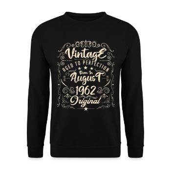 Vintage born in August 1962. Anniversary August 1962 - Unisex Sweatshirt - black - Front - Alina (178cm) & Michal (187cm)