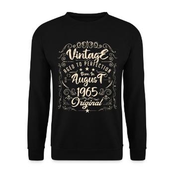 Vintage born in August 1965. Birthday August 1965 - Unisex Sweatshirt - black - Front - Alina (178cm) & Michal (187cm)