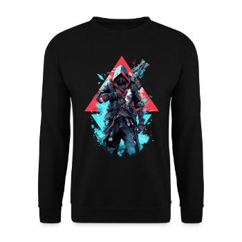 Epic Gamer Cyber Assassin en bleu et rouge - Sweat-shirt Unisexe - noir - Devant - Alina (178cm) & Michal (187cm)