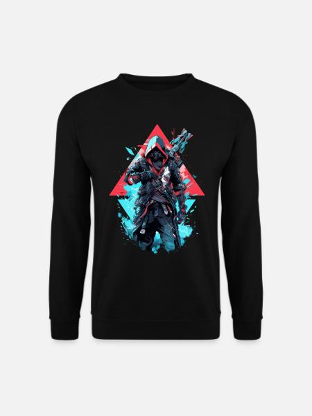 Epic Gamer Cyber Assassin in Blue and Red - Unisex Sweatshirt - black