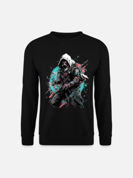Epischer Gamer Cyber Assassine mit Gasmaske - Unisex Pullover - Schwarz