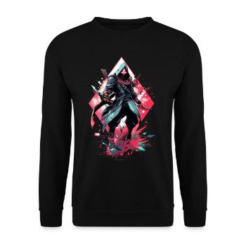 Epic Gamer Cyber Assassin en rouge avec Shard - Sweat-shirt Unisexe - noir - Devant - Alina (178cm) & Michal (187cm)