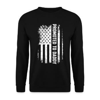 Fête des pères - Promu à papa drapeau américain - Sweat-shirt Unisexe - noir - Devant - Alina (178cm) & Michal (187cm)