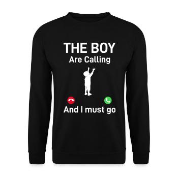 Fête des pères Drôle de papa - Le garçon appelle et - Sweat-shirt Unisexe - noir - Devant - Alina (178cm) & Michal (187cm)