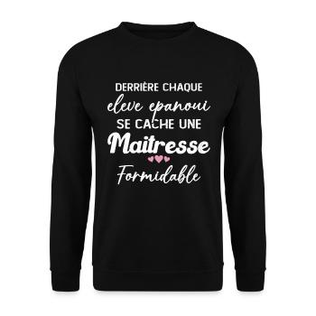Maîtresse Formidable Remerciement Fin d'année - Sweat-shirt Unisexe - noir - Devant - Alina (178cm) & Michal (187cm)
