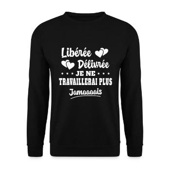 Femme Retraite Idée Cadeau Départ Humour Retraite - Sweat-shirt Unisexe - noir - Devant - Alina (178cm) & Michal (187cm)