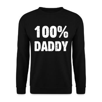 100% Daddy - Father's Day Ideas Funny Daddy - 100% - Unisex Pullover - Schwarz - Vorne - Alina (178cm) & Michal (187cm)