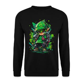 Cool gamer look: The legend of the forest boy - Unisex Sweatshirt - black - Front - Alina (178cm) & Michal (187cm)