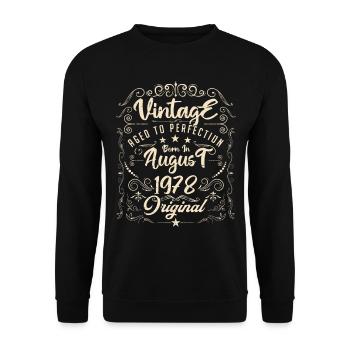 Vintage Né(e) en Août 1978. anniversaire août 1978 - Sweat-shirt Unisexe - noir - Devant - Alina (178cm) & Michal (187cm)