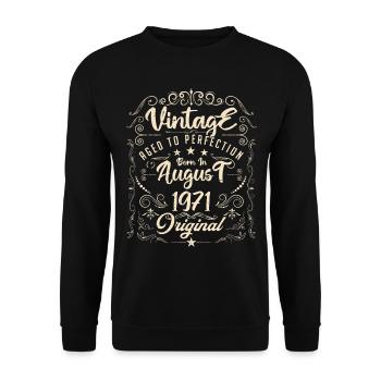 Vintage Né(e) en Août 1971. anniversaire août 1971 - Sweat-shirt Unisexe - noir - Devant - Alina (178cm) & Michal (187cm)