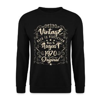 Vintage Né(e) en Août 1970. anniversaire août 1970 - Sweat-shirt Unisexe - noir - Devant - Alina (178cm) & Michal (187cm)