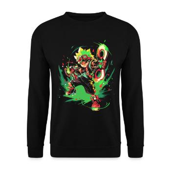 Forest Boy: Gaming Legend with Cool Flash Design - Unisex Sweatshirt - black - Front - Alina (178cm) & Michal (187cm)