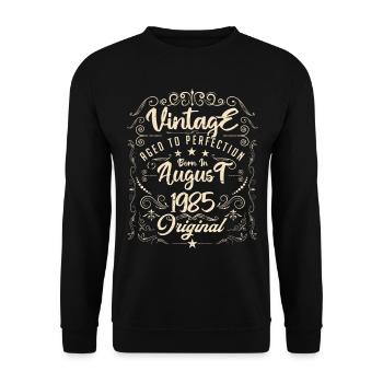 Vintage Né(e) en Août 1985. anniversaire août 1985 - Sweat-shirt Unisexe - noir - Devant - Alina (178cm) & Michal (187cm)