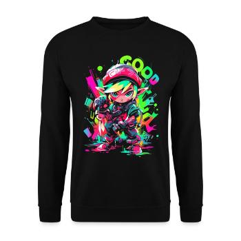 Cool Gaming Design Legendary Forest Boy Graffiti - Unisex Sweatshirt - black - Front - Alina (178cm) & Michal (187cm)
