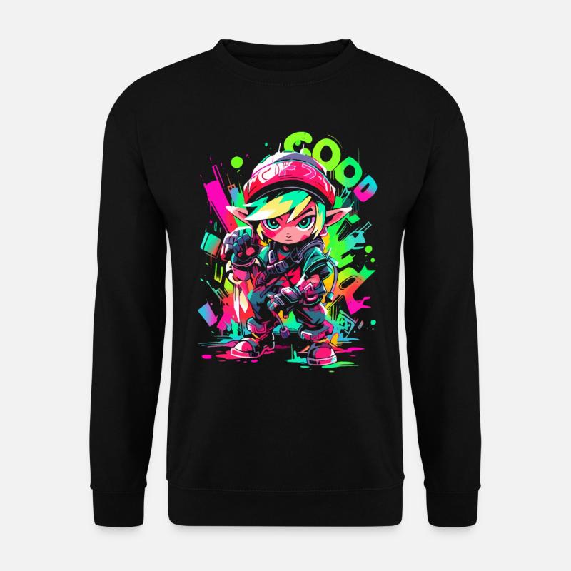 Cooles Gaming-Design Legendärer Waldjunge Graffiti - Unisex Pullover - Schwarz