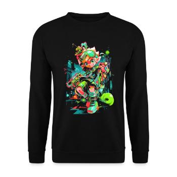 Cooles Design: Waldjunge: Die Legende des Gamings - Unisex Pullover - Schwarz - Vorne - Alina (178cm) & Michal (187cm)