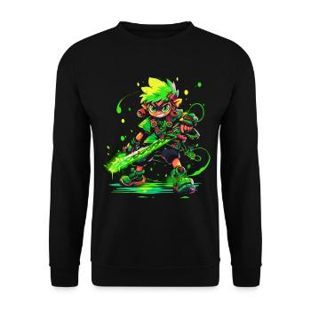 Cooles Gaming-Design des legendären Waldjungen - Unisex Pullover - Schwarz - Vorne - Alina (178cm) & Michal (187cm)