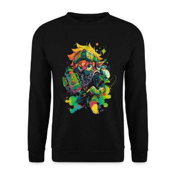 Der Waldjunge: Cooles Design der Gaming-Legende - Unisex Pullover - Schwarz - Vorne - Alina (178cm) & Michal (187cm)
