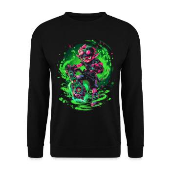 Legendärer Waldjunge: Zwilichtiges Gaming-Design - Unisex Pullover - Schwarz - Vorne - Alina (178cm) & Michal (187cm)
