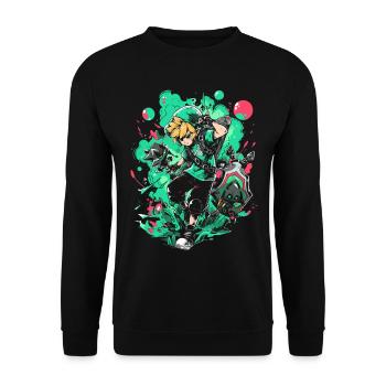 Cool Design: Green Forest Boy The Gaming Legend - Unisex Sweatshirt - black - Front - Alina (178cm) & Michal (187cm)