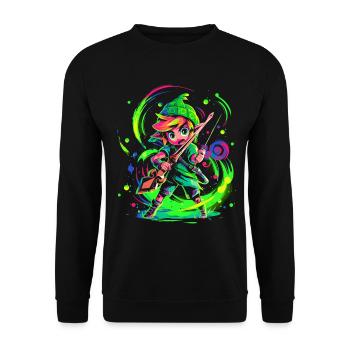 Cool design, legendary forest boy while gaming - Unisex Sweatshirt - black - Front - Alina (178cm) & Michal (187cm)