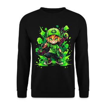 Cooles Gaming-Design: Waldjunge eine wahre Legende - Unisex Pullover - Schwarz - Vorne - Alina (178cm) & Michal (187cm)