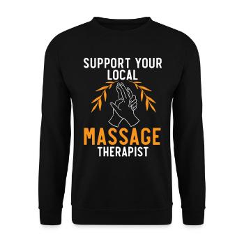 Unterstützen Sie Ihren lokalen Therapeuten Massage - Unisex Pullover - Schwarz - Vorne - Alina (178cm) & Michal (187cm)