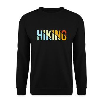 Wandern Schriftzug Retro - Unisex Pullover - Schwarz - Vorne - Alina (178cm) & Michal (187cm)