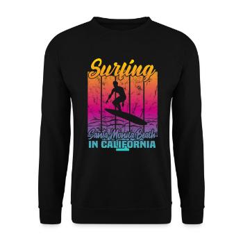 Surfing Santa Monica - Unisex Pullover - Schwarz - Vorne - Alina (178cm) & Michal (187cm)