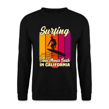 Surfing Santa Monica - Unisex Pullover - Schwarz - Vorne - Alina (178cm) & Michal (187cm)