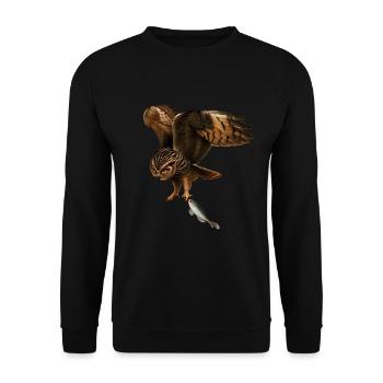 The fish-catching owl - Unisex Sweatshirt - black - Front - Alina (178cm) & Michal (187cm)