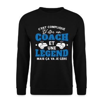Coach De Légende Humour Coaching Sportif Cadeau - Sweat-shirt Unisexe - noir - Devant - Alina (178cm) & Michal (187cm)