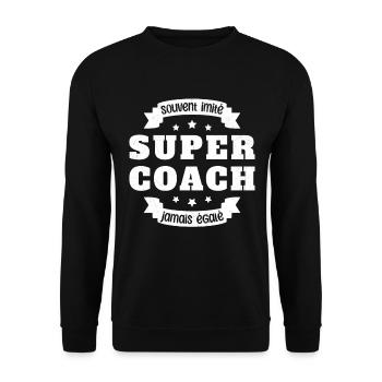 Super coach imité humour cadeau entraîneur drôle - Sweat-shirt Unisexe - noir - Devant - Alina (178cm) & Michal (187cm)
