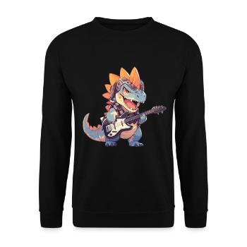 Dino Baby Dinosaur Rock And Roll Dino Guitare - Sweat-shirt Unisexe - noir - Devant - Alina (178cm) & Michal (187cm)