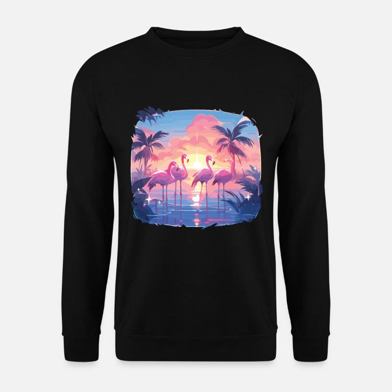 Flamingos Flamingo Party Flamingo Palmen - Unisex Pullover - Schwarz