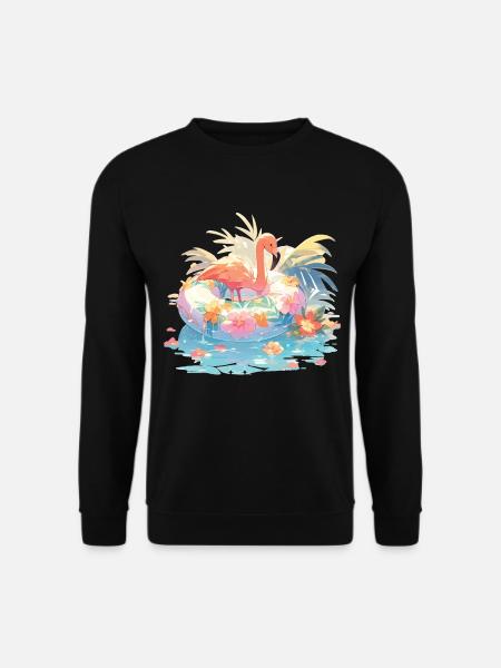Rose Flamant rose Flamants roses Flamants Schimmreif - Sweat-shirt Unisexe - noir