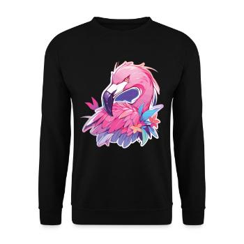 Flamingo Party Neon Flamingo Flamingos - Unisex Pullover - Schwarz - Vorne - Alina (178cm) & Michal (187cm)