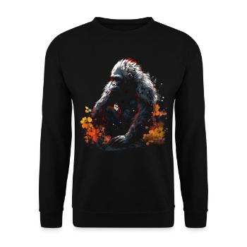 Gorilla Animal Monkey Zoo Animal Motif Animal L - Unisex Sweatshirt - black - Front - Alina (178cm) & Michal (187cm)