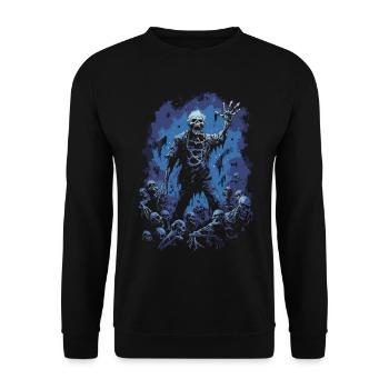 Halloween zombie in front of a horde of undead - Unisex Sweatshirt - black - Front - Alina (178cm) & Michal (187cm)