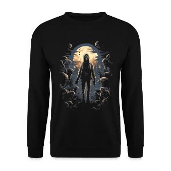 Horror Halloween: Zombie in front of an undead horde - Unisex Sweatshirt - black - Front - Alina (178cm) & Michal (187cm)