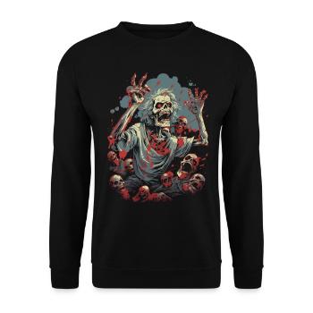Frightening Halloween Zombie - Undead Horde - Unisex Sweatshirt - black - Front - Alina (178cm) & Michal (187cm)