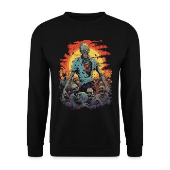 Scary Halloween zombie and undead horde - Unisex Sweatshirt - black - Front - Alina (178cm) & Michal (187cm)